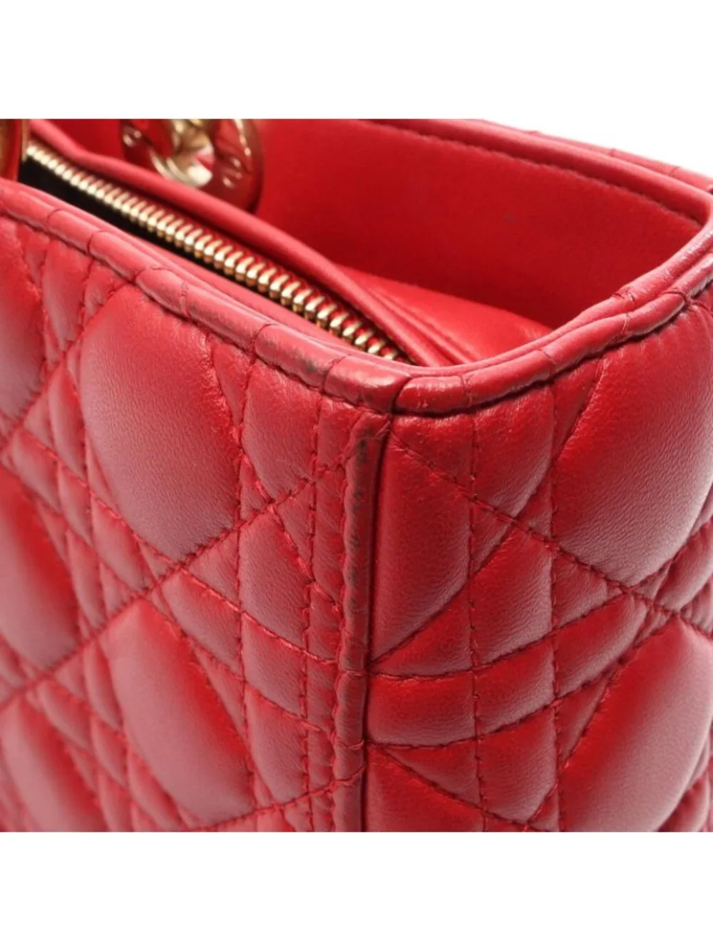 Dior Lady Dior Large 2-Way Red Leather Lady Dior Cannage Tote Bag